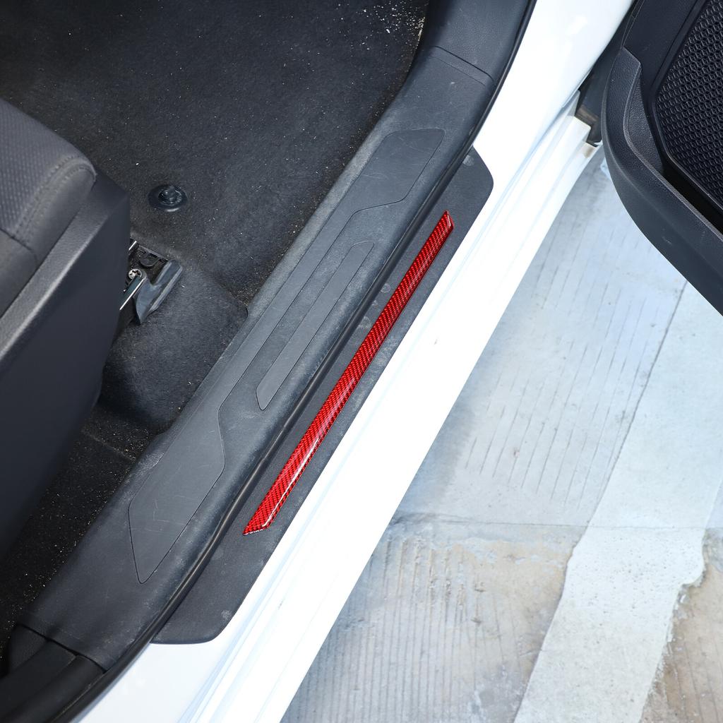 Red Carbon Fiber Scuff Plate Door Sill Cover Protector For Toyota Tundra -24