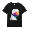 Camiseta com Padrão Avicii Masculina Verão Casual Tendência de Moda Manga Curta Solta e Confortável Algodão Puro Masculina e Feminina