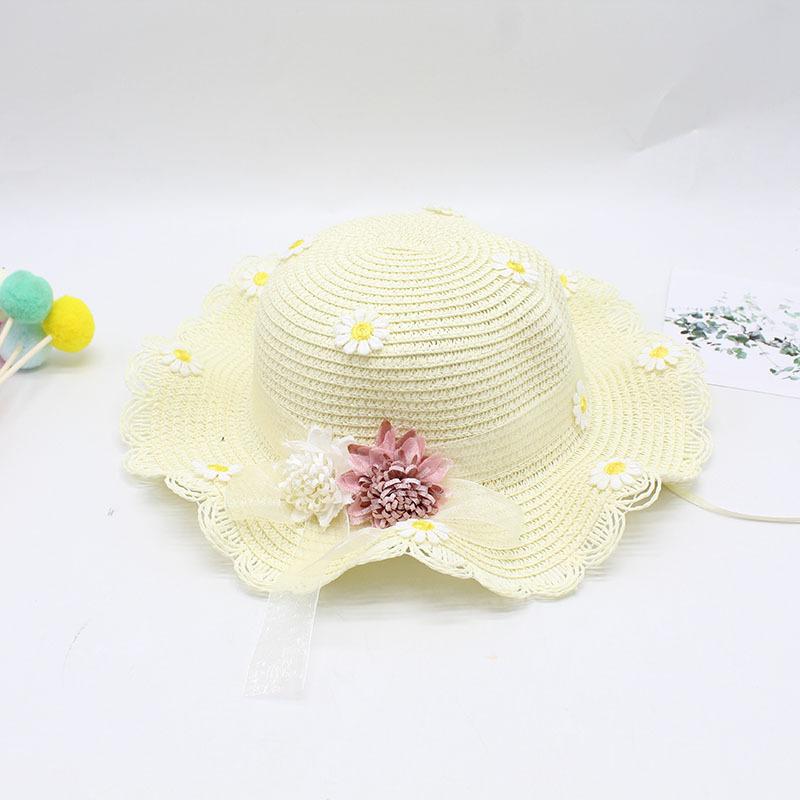 Girls Sun Hat Flower Resort Beach Hat Wavy Edge Straw Hat + Bag Sun Hat Children'S Fairy Hat
