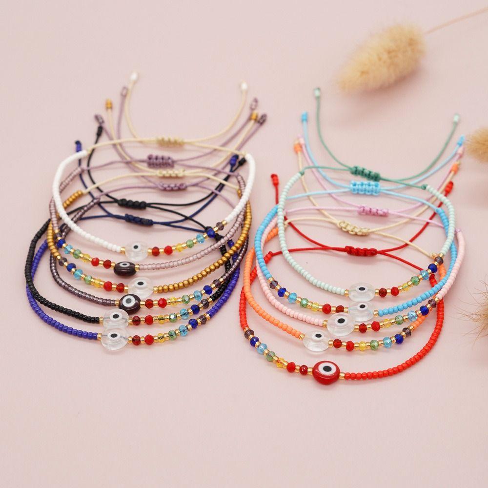 

Греческий глаз Красочные хрустальные браслеты Pulseras Браслет удачи Креативный счастливый красный веревочный браслет для девочек
