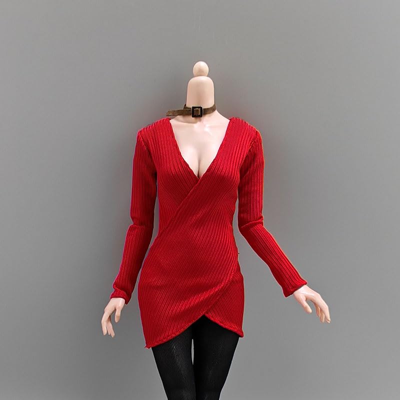 

HAMRETHYPPZ 1/6 Scale Costume, 1/6 Scale Figure Clothes, Female, Sexy Dress, Ladylike Dress (Body, Head, Shoes, etc. Not Included) (Red)
