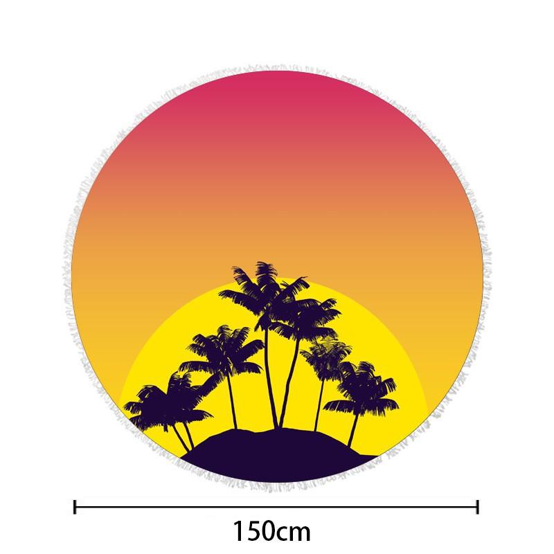 Ultrafine Microfiber Round Beach Towel Adults Quick Dry Digital Print With Fringe Trim Multipurpose Sand Mat Pool Travel Yoga Picnic