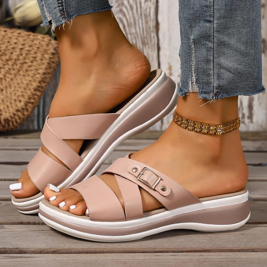 New Summer Fashion Platform Wedge Sandals Women's Fashion Atmosphere Large Size Platform Slippers Beach Shoes