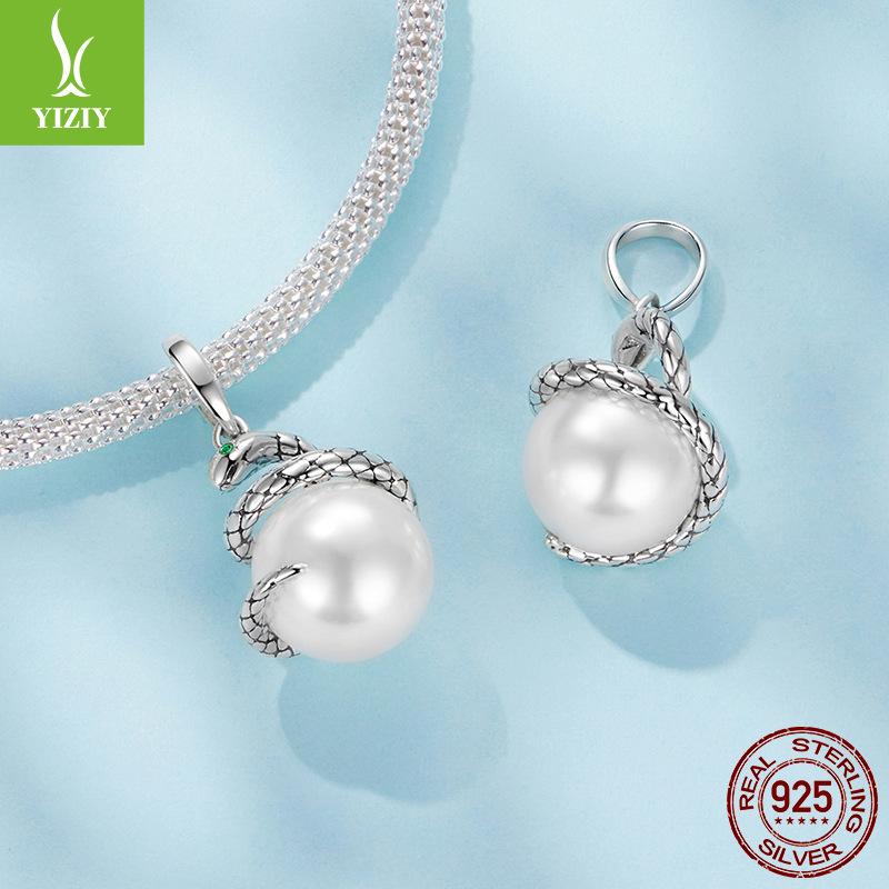 S925 Silver Snake To Run Pendant Accessories, Personalized Retro Spirit Snake Beads Diy Charm Beads