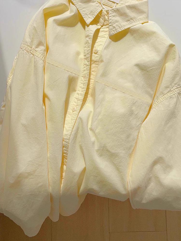 Women's Simple Sweet Pure Cotton Long Sleeve Shirt for Spring, Autumn & Winter
