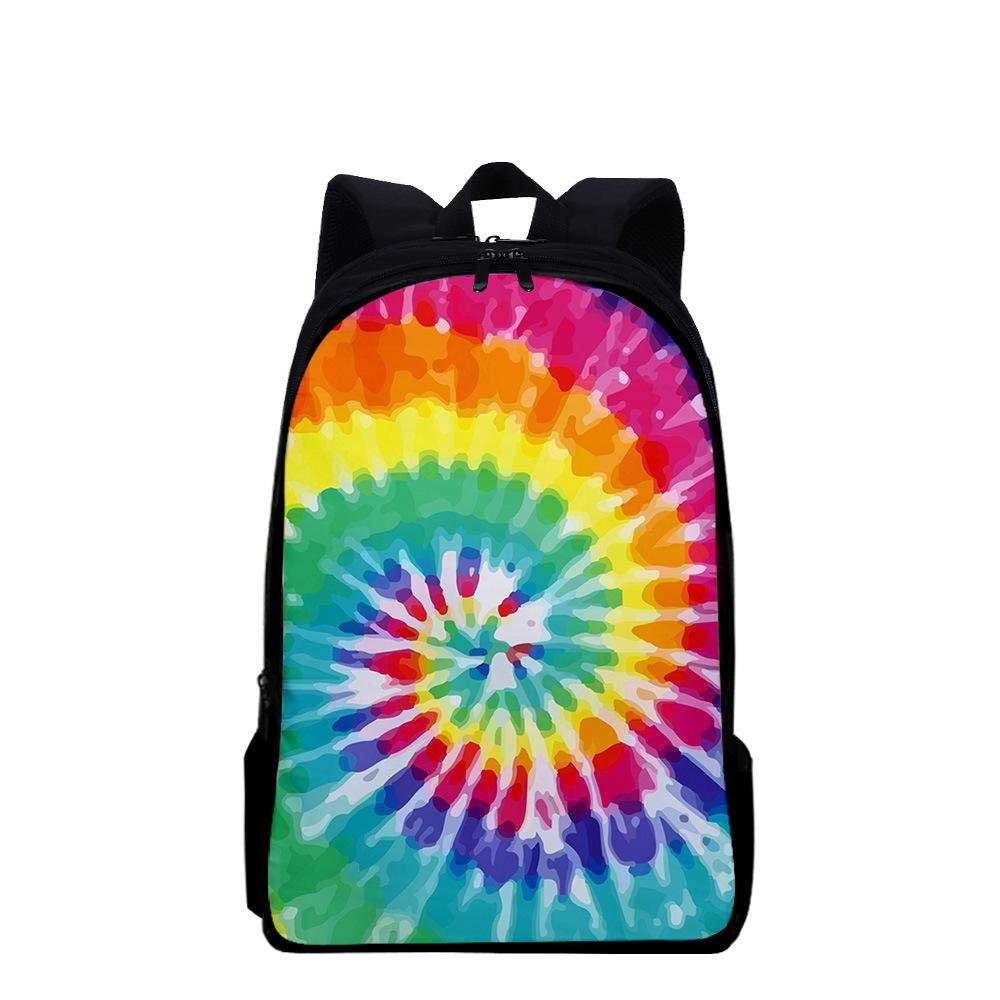 Classic Popular Funny Tie Dye Notebook Backpacks Pupil School Bags 3D Print Oxford Waterproof Boys/Girls Laptop Backpacks
