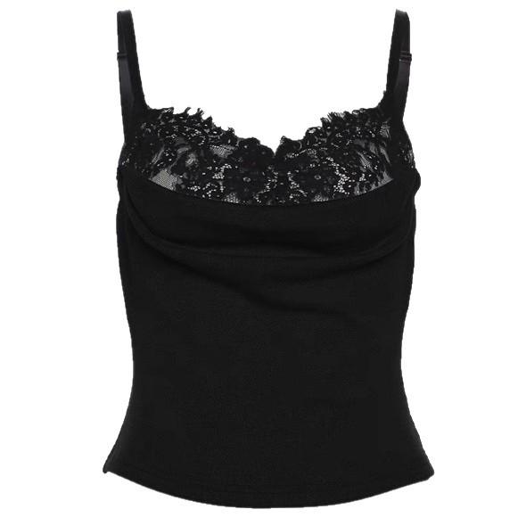 Sexy pure desire ins lace splicing sleeveless back suspender T-shirt women's summer slim spice girl suspender vest women