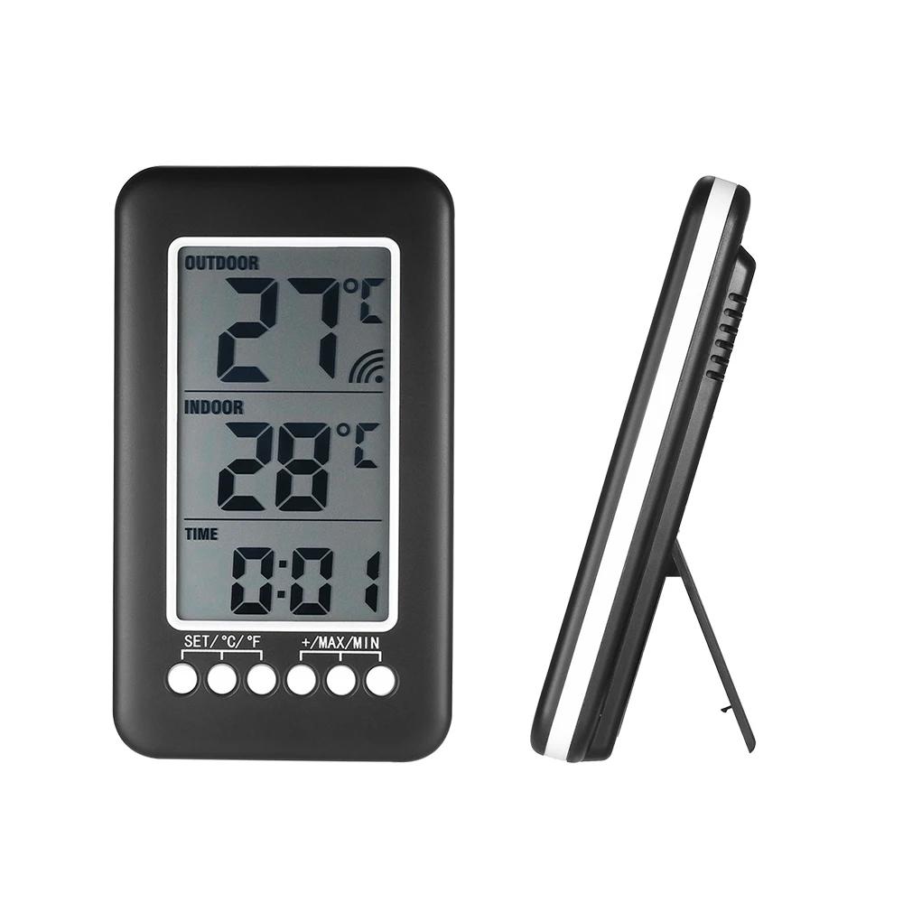 Digital Thermometer Meter With Clock Function Outdoor Indoor LCD Wireless Temperature Electronic Thermometers Weather Station