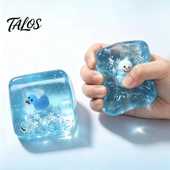 Anxiety Relief Ice Cube Toy Christmas Squeeze Toy, Stress Sensory for Halloween, Soft Clear Pinch