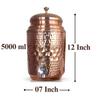 Copper Water Pot with Tap, Glass, and Stand, Diamond Hammered Design, Pure Copper for Storage and Serving Water, Ayurveda Benefits, 5 Liters