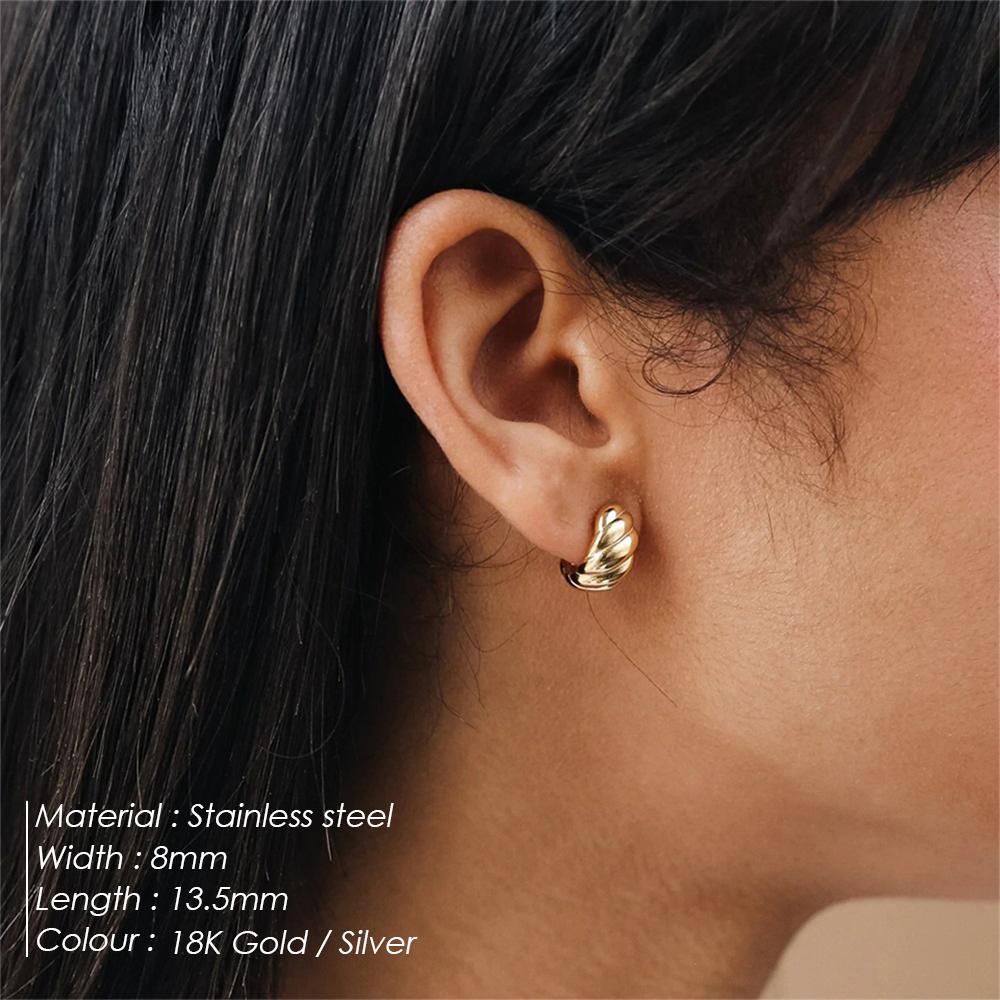 Emanco Earrings Are Fashionable and Creative Inns Simple Croissant Earrings Stainless Steel Twisted Trendy Accessories Earrings