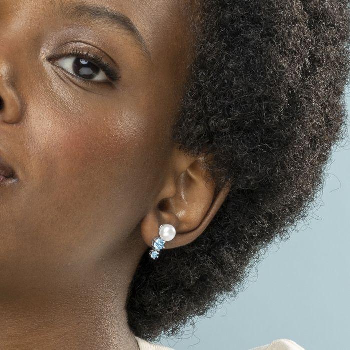 Boucles d'oreilles - Luxenter - Rashu - Argent 925 - Zircone saphir - Plaqué rhodium