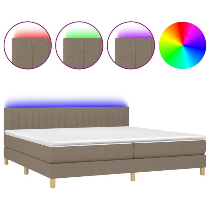 Maison Exclusive - Sommier à lattes de lit et matelas et LED Taupe 200x200cm Tissu