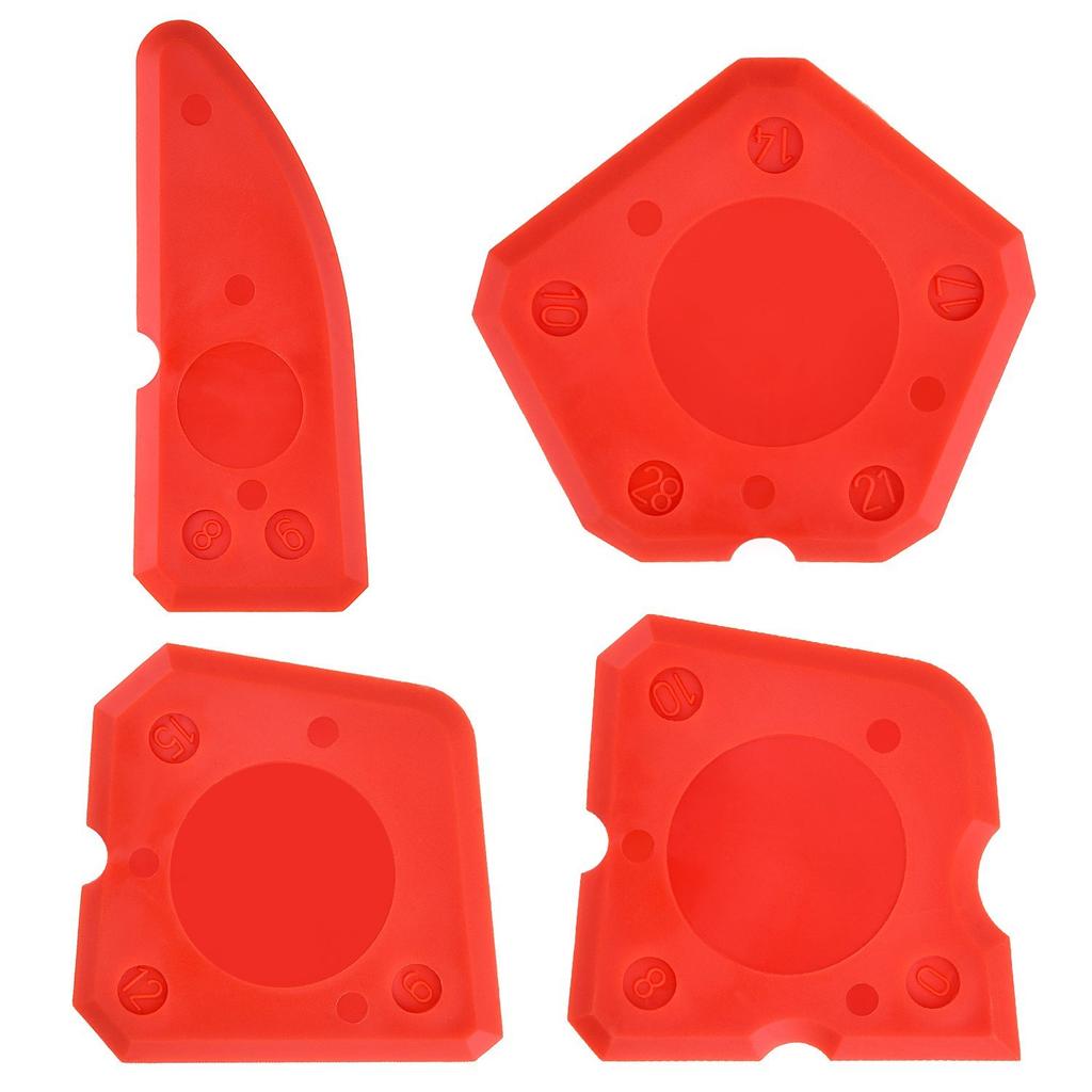 4pcs Caulking Tool Kit Professional Red Silicone Sealant Trowel and Sealant Scraper for a Perfect Finish