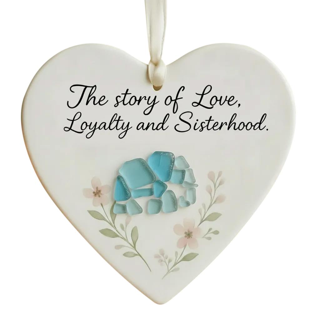 2D Heart-Shaped Sea Glass Friendship Decor Friendship Heart Keepsake Friendship Heart Ornament For Christmas Tree Hanging Ornaments