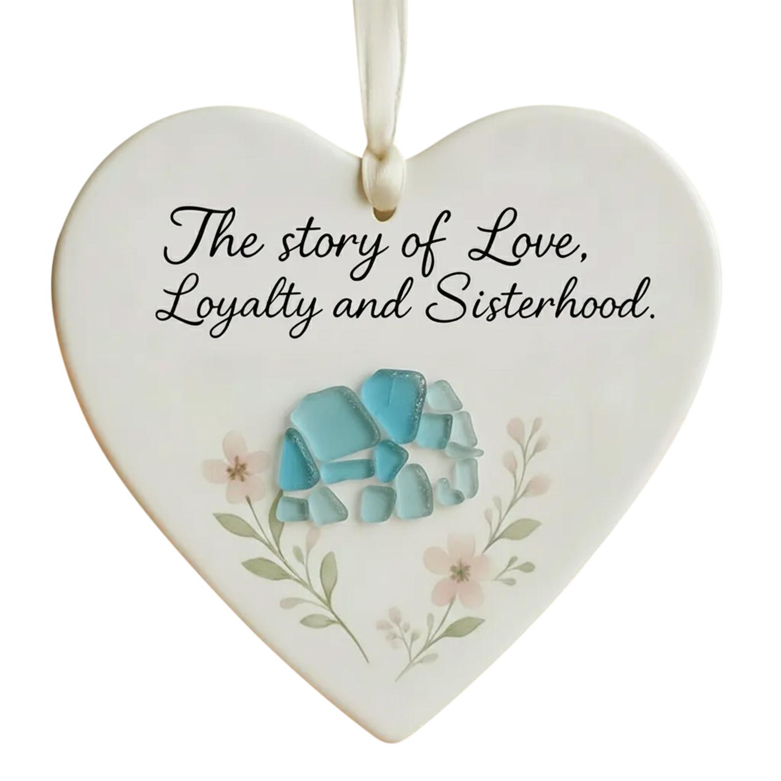 

2D Heart-Shaped Sea Glass Friendship Decor Friendship Heart Keepsake Friendship Heart Ornament For Christmas Tree Hanging Ornaments One Size