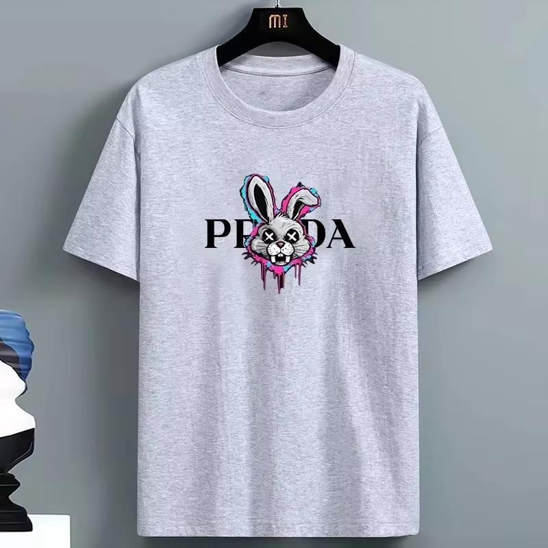 2025 Summer Womens Tshirt High Quality Cotton Rabbit Printed Loose Oneck Men Short Sleeve Casual for Male Tshirt Top Tee