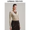 UR2025 Women's Retro Velvet Rhinestone Slim Long Sleeve T-shirt
