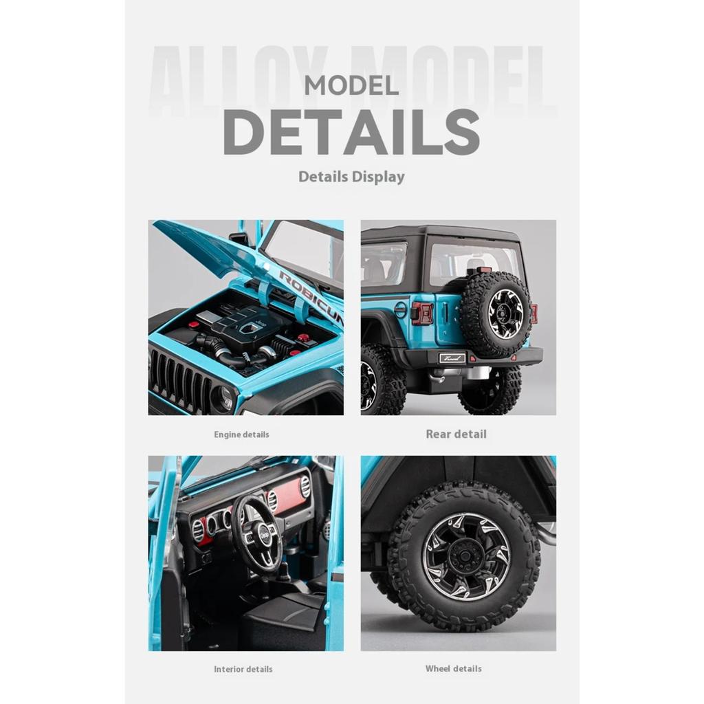 1/24 Alloy Die-cast Wrangler Off-road Vehicle Model Simulation Sound and Light Tire Shock Absorption Children's Toy Ornaments