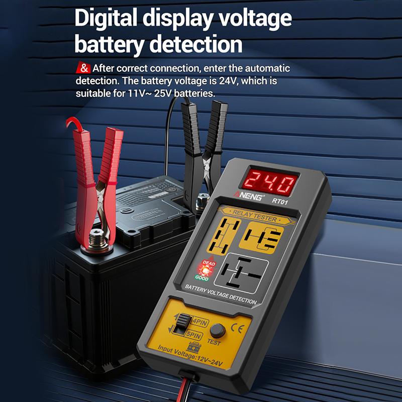 Rt01 Universal Car Relay Tester Voltage Tester 11-25V Ar Battery Automotive Led Indicator Light Relay Diagnostic Checker