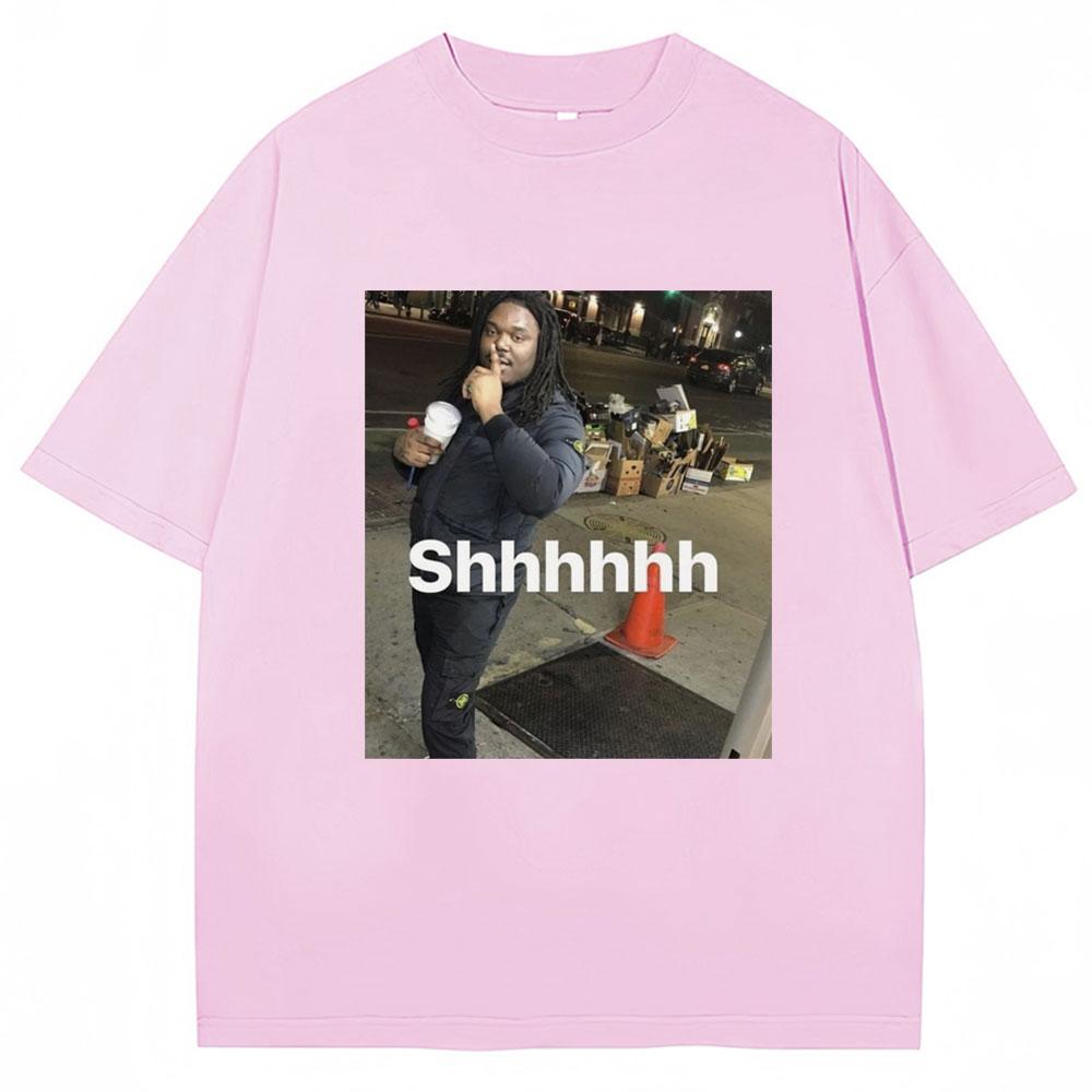 Lucki Shhhhh Funny Meme Print T-shirts Men's Women's Oversized Humor T Shirt 100% Cotton O-Neck Casual T Shirts
