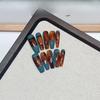 Reine Hand-Trage-Nägel High-End Marineblau Bernstein Französisch Falscher Nagel Patch Abnehmbar Wiederholendes Nageldesign