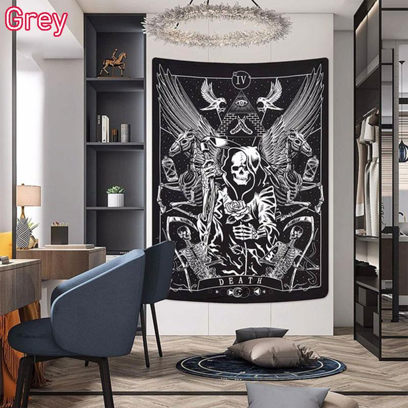 Tenture Murale Crâne Gothique - Noir Et Blanc, 150 X 200 Cm - Style Horreur Mystique - 9