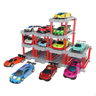 Rückziehautos Diecast-Fahrzeuge, Interaktives Tragbares Rennspielzeug mit Garage