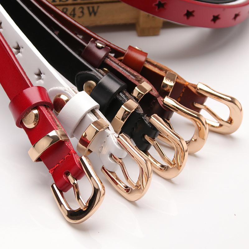 Leather Ladies Belt With Silver Alloy Buckle And Star Accents For Business And Fashion Outfits
