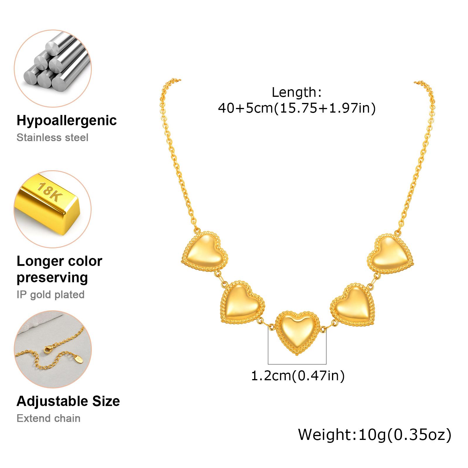 

Waterproof Stainless Steel Heart Statement Necklace for Women, Non Tarnish 18k Gold Plated Party Zircon