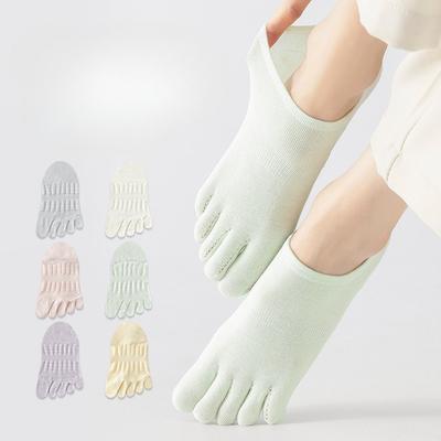 Five-fingered Women's Short Socks, Summer Thin Mesh Breathable Massage Sole Anti-slip and Non-dropping Heel Split Toe Boat Socks