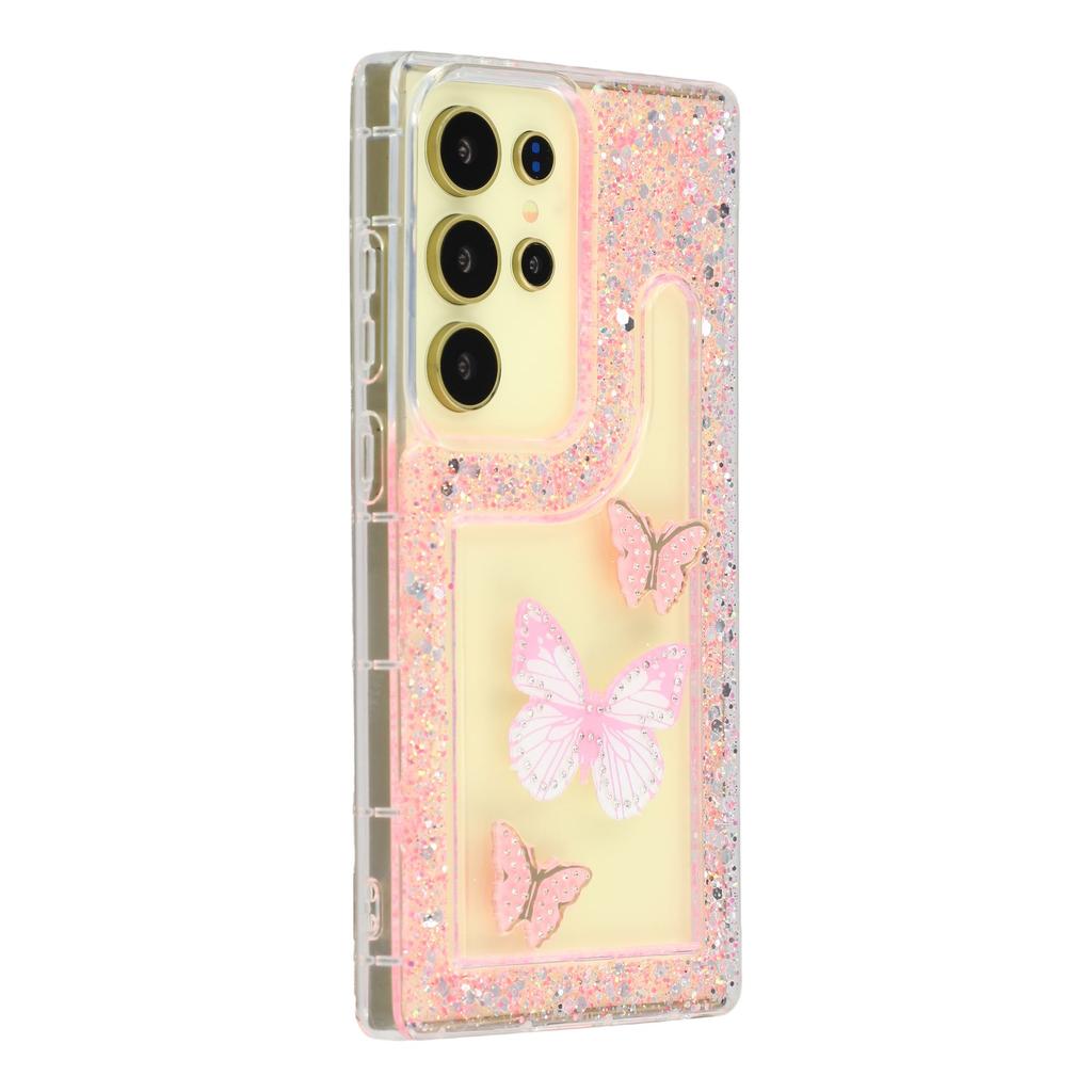 For Samsung Galaxy S23 Ultra Case DIY Butterfly Glitter Epoxy Soft TPU Phone Back Cover