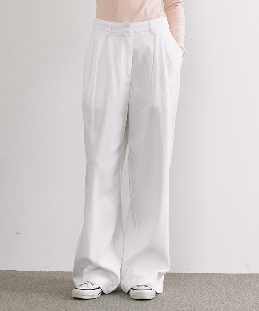 LAMINEZ Fair Wide Two-Pleat Pants - Ivory