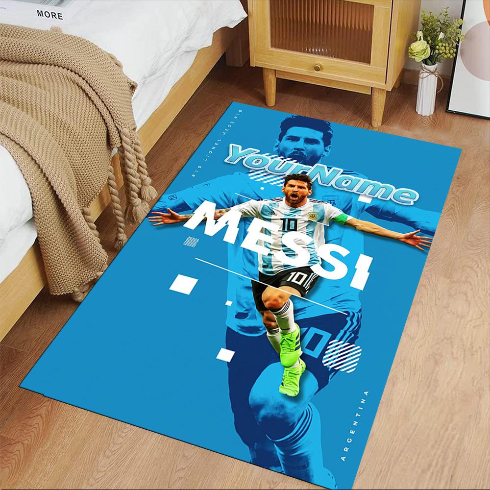 Messi Personalized Name Carpet Suitable for Game Room Balcony Foyer Decorate Room Antislip Carpet Anime Office Decor Perfect Gift for Friends & Family
