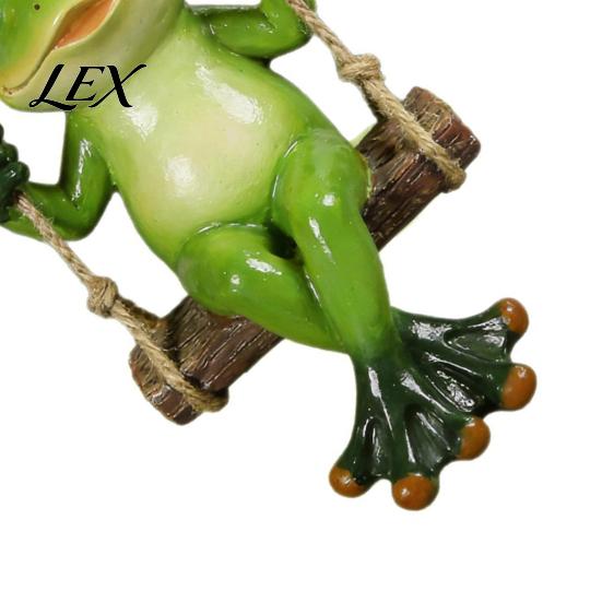Hand Painted Resin Crafts Garden Swing Frog Statue, Hanging Ornament, Whimsical Decorative Figurine Cute for Front Porch Yard Balcony Decoration