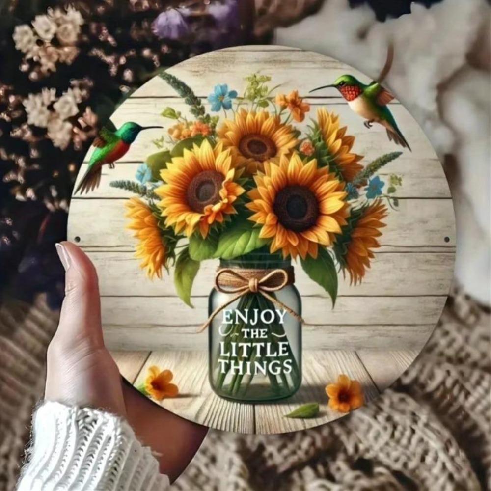 Metal Wall Art Sign Farmhouse Enjoy The Little Things Home Garden Decor Rustic