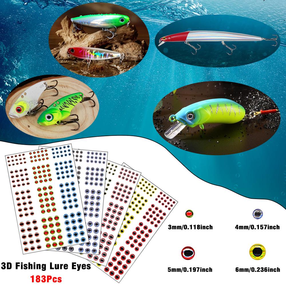 5Pcs/6Pcs Holographic Adhesive Film Sticker Flash Tape with 183Pcs 3D Fishing Lure Eyes Repair Kit DIY Making Fly Tying Fishing