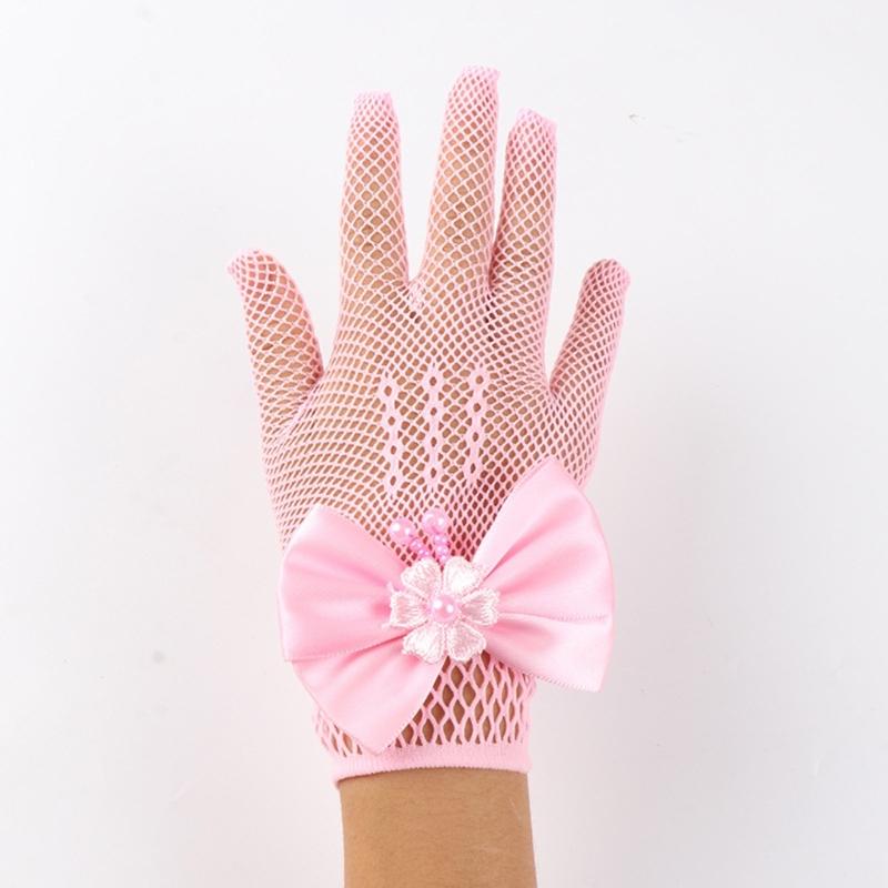1 Paar Spitze Mädchen Formelle Handschuhe Stilvolle Bequeme Stoff Fäustlinge für Hochzeitskleider und Andere Besondere Anlässe