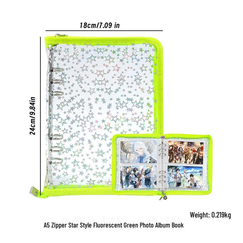 A5 Iridescent Star Zipper Bag Photo Album & Card Holder