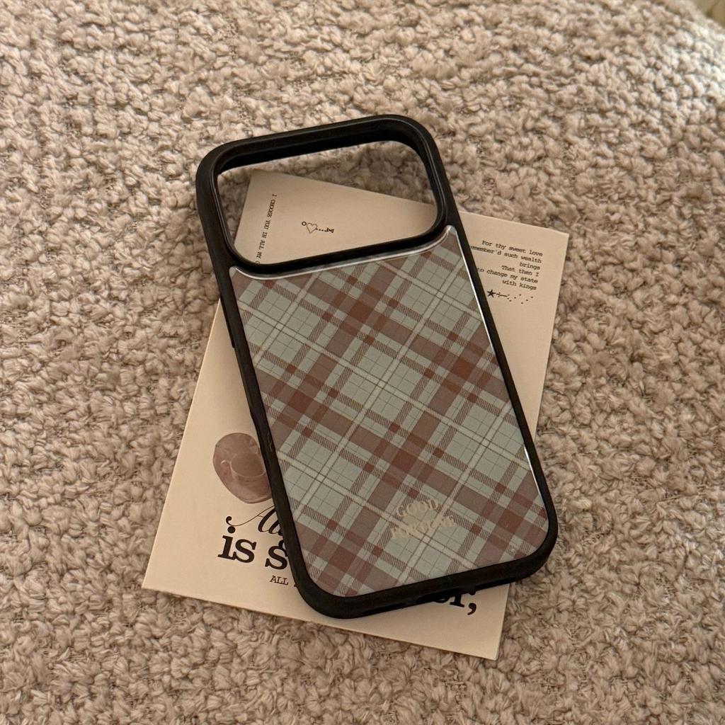 Tea Green Plaid Resin Phone Case for iPhone 17 Pro Max, 16, 15, 13, 11 - Personalized Anti-Drop Protection
