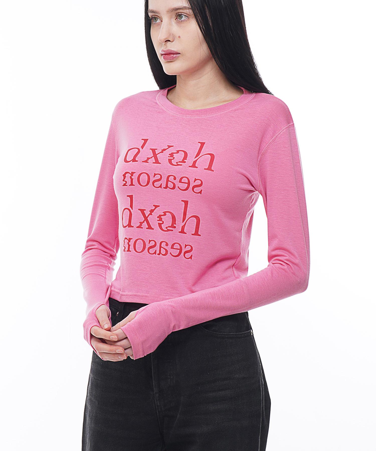 D So H Logo Season Semi-Warmer Crop Top [Pink] Free