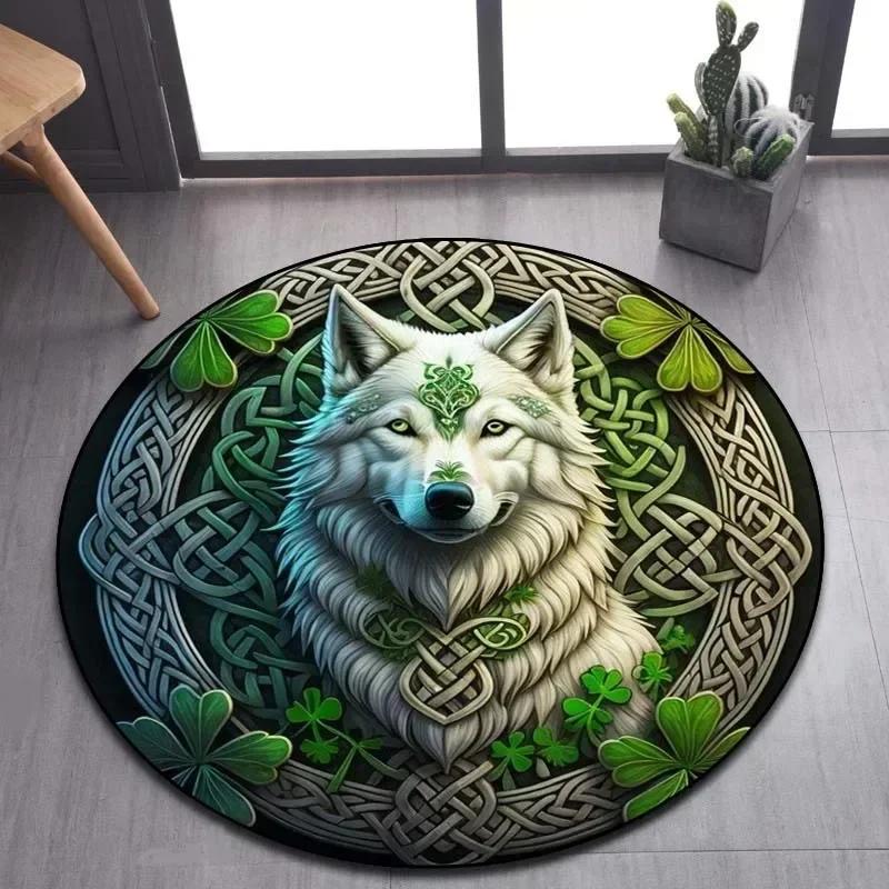 Viking Valknut Yggdrasil Tree of Life Round Area Rug,Carpet Rug for Living Room Bedroom Sofa Playroom Decor,Non-slip Floor Mat