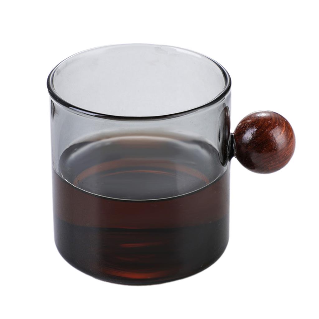 Colorful Glass Coffee Mugs With Wooden Ball Handle Multi-Purpose Espressos Hand Blown Drinking Tea Cup For Home 120/200ml