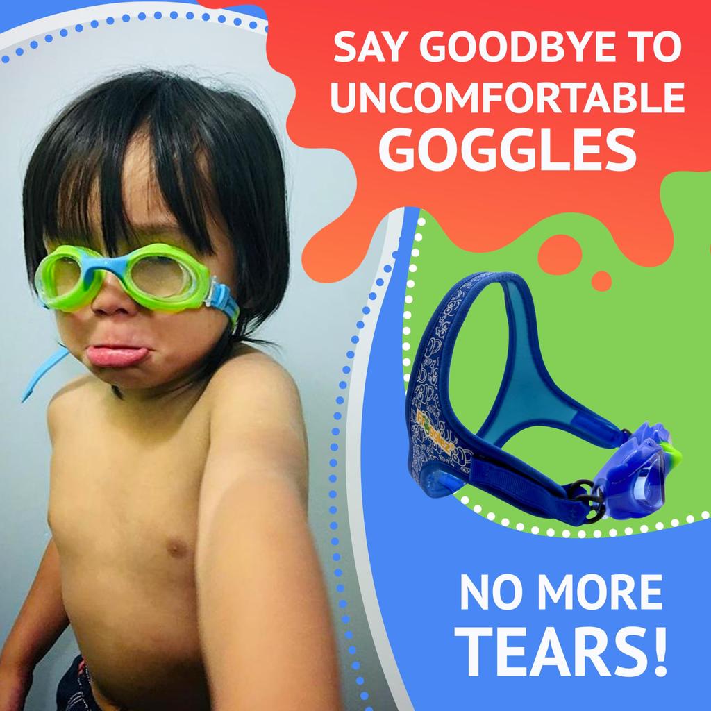 Frogglez Swimming Goggles for Under 10s Swimming Instructor Premium Painless Strap Anti-Fog (Ages 3-10) - Recommended;