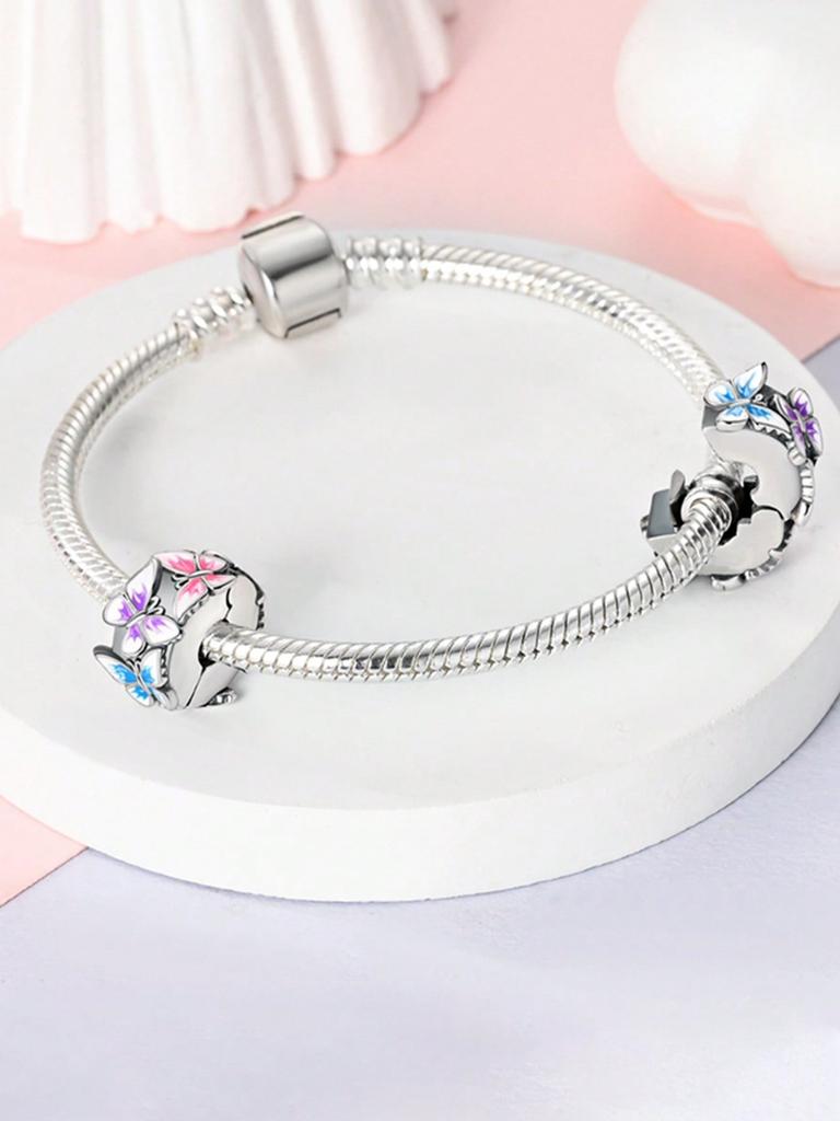 Charms Plata Copper Colors Colorful Butterfly Golden Bow Beadspendant For Original Bracelet For Women Diy Jewelry Love Gift