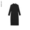 Langzi Slim Fit Winter Shirt Collar Midi Dress