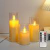 LED Electronic Candles in Beige Transparent Cups - Perfect for Holiday, Party, and Birthday Decorations.