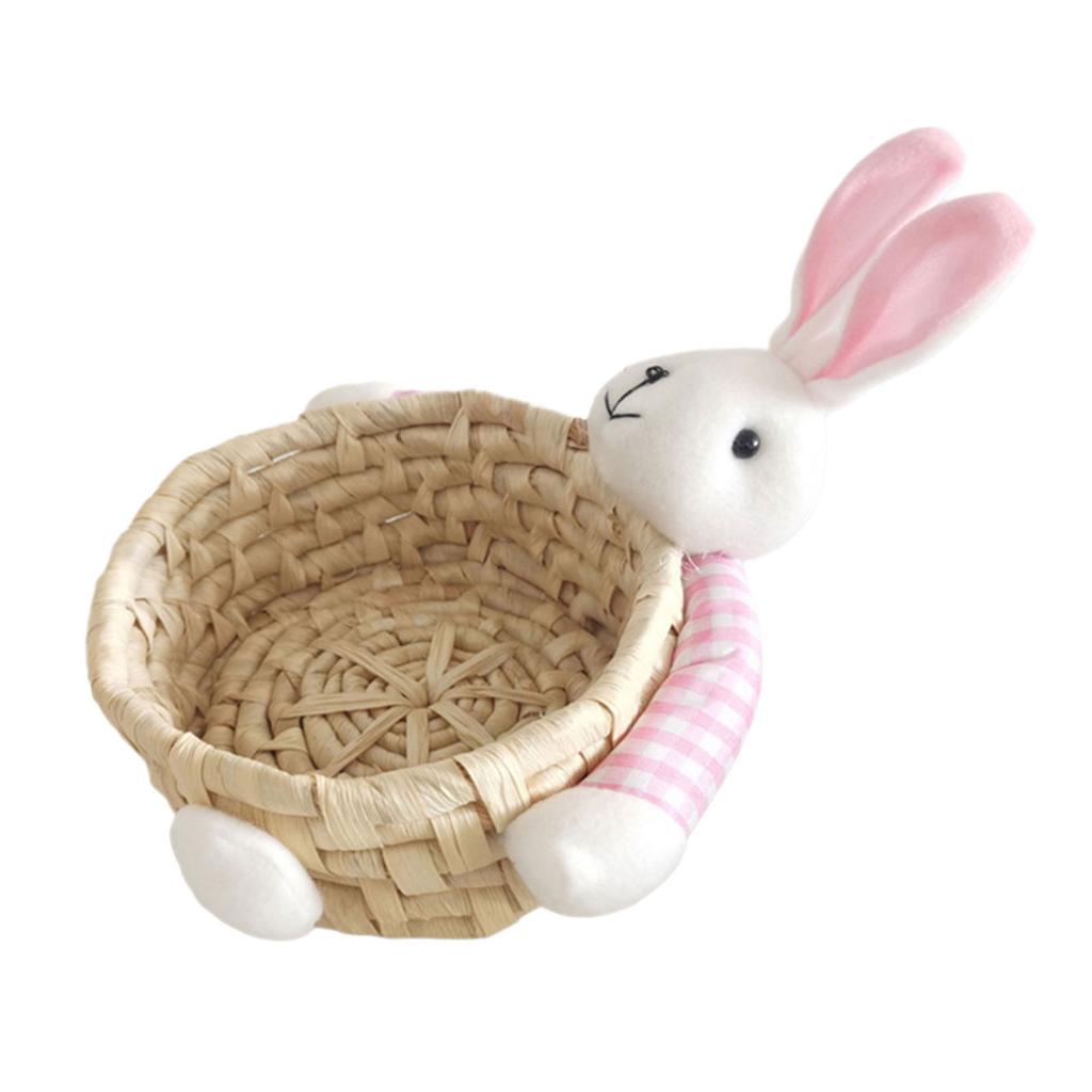 Natural Woven Corn Husk Basket Living Room Storage Solution Snacks Toy Organiser Rabbit Food Container for Home Use