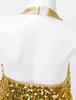Unitard da ragazza con paillettes e collo all'americana, costume da ballo lucido per esibizioni jazz, latine e moderne