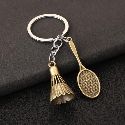 Accessories Badminton Keychain Silver/Golden Mini Badminton Racket Keyring Creative Alloy Mini Badminton Racket Pendant